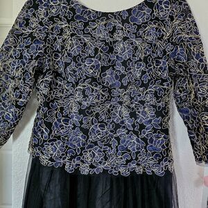 Elegant Black and Gold Floral Dress